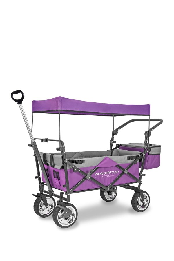 Push & Pull Outdoor Folding Wagon with Canopy - Purple