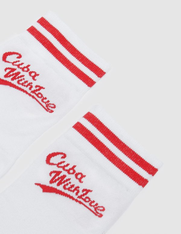 Socks with "Cuba with love" lettering
