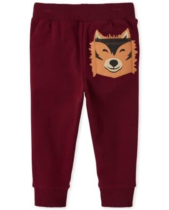 Baby And Toddler Boys Active Wolf Fleece Jogger Pants | The Children's Place - REDWOOD