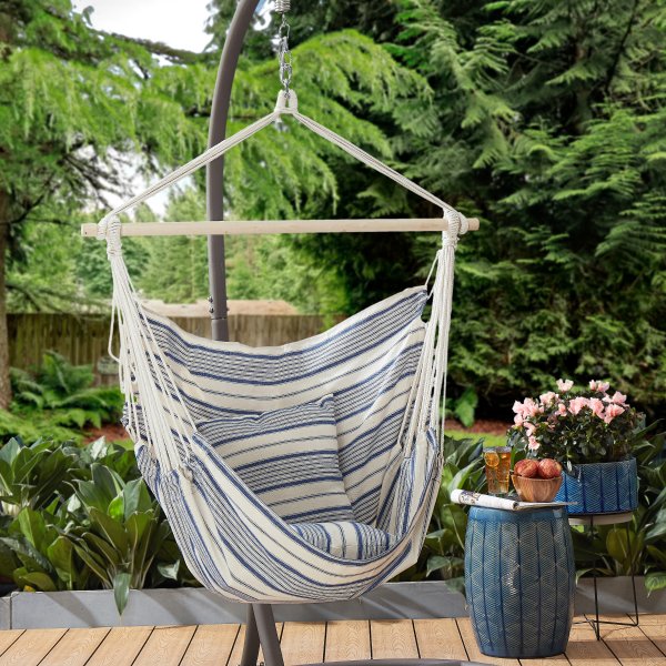 Mainstays Striped Hanging Hammock Chair with Pillows