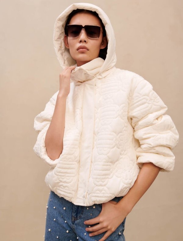 223GLAMOUR Short white puffer jacket