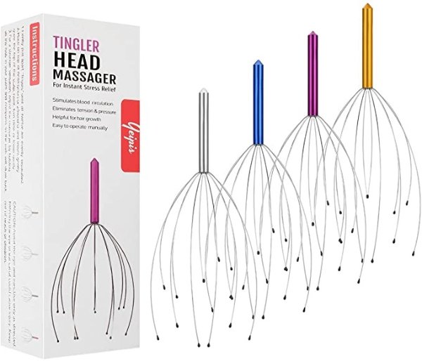 4 Pack Scalp Massagers, Handheld Head Massage Tingler, Scratcher for Deep Relaxation, Hair Stimulation and Stress Relief