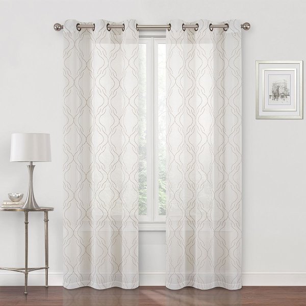 Sterling Matte Sheer Grommet-Top Single Curtain Panel