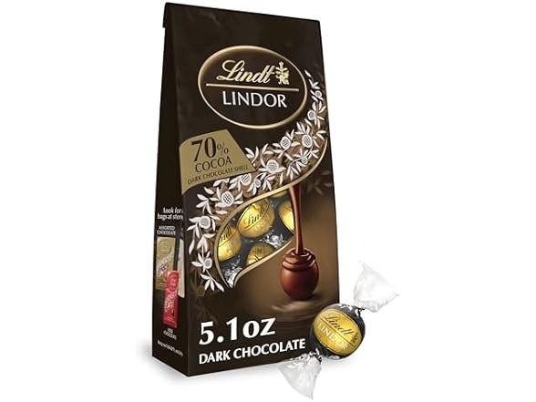 (6-Pack)Lindor 70% Extra Dark Chocolate Truffles, Dark Chocolate Candy With Smooth, Melting Truffle Center, 5.1 Ounce