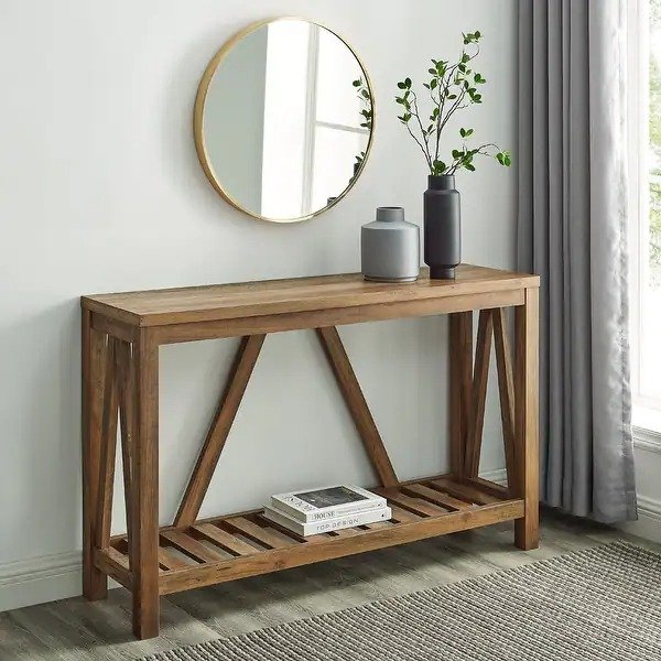 Middlebrook Paradise Hill A-frame Console Table - Rustic Oak