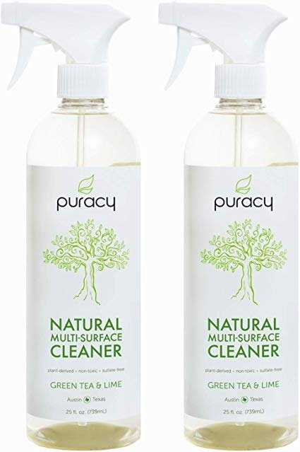 Natural All Purpose Cleaner, Streak-Free Household Multi-Surface Spray, Green Tea & Lime, 25 Ounce (2-Pack)