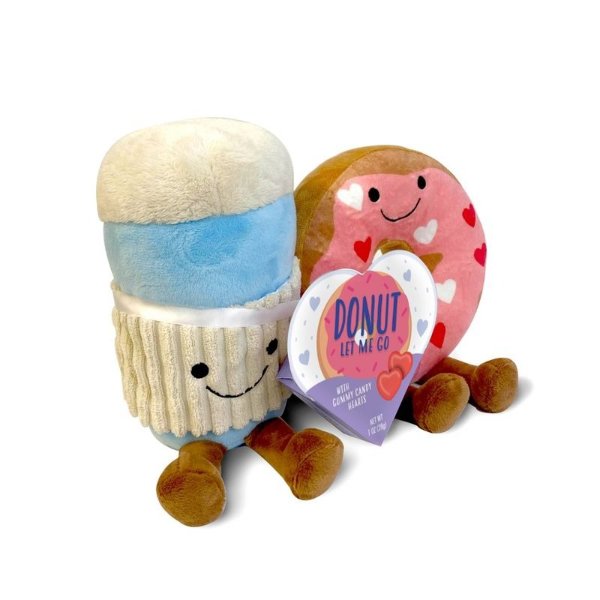 Donut Date Valentine&#39;s Plush with Gummy Candy Hearts - 1oz