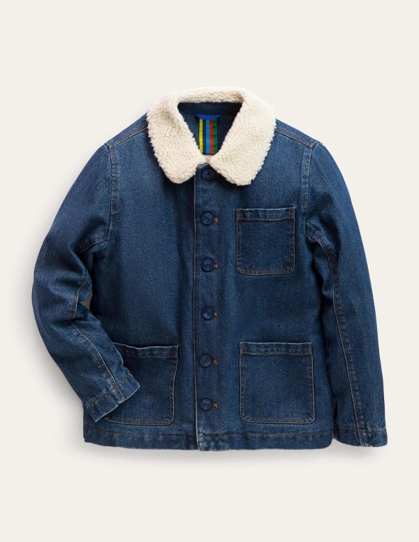 Cosy Lined Denim Jacket - Mid Vintage Denim | Boden US