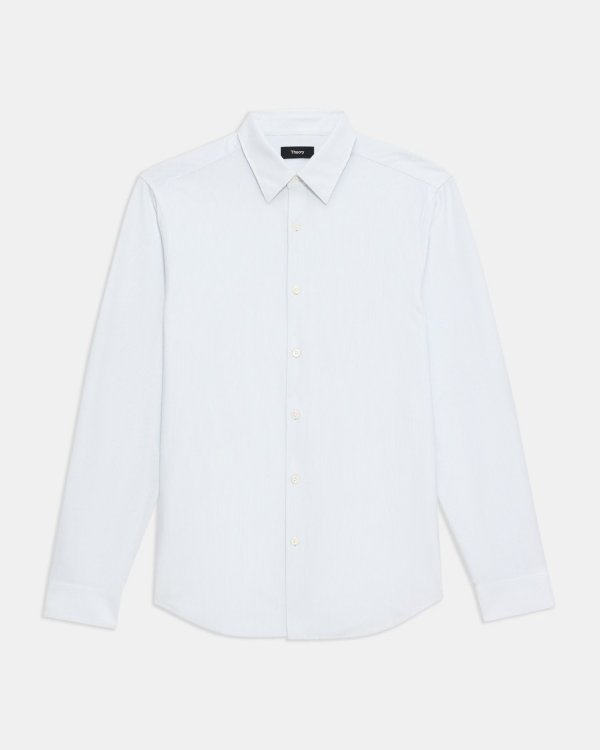 White Striped Cotton Blend Sylvain Shirt | Theory