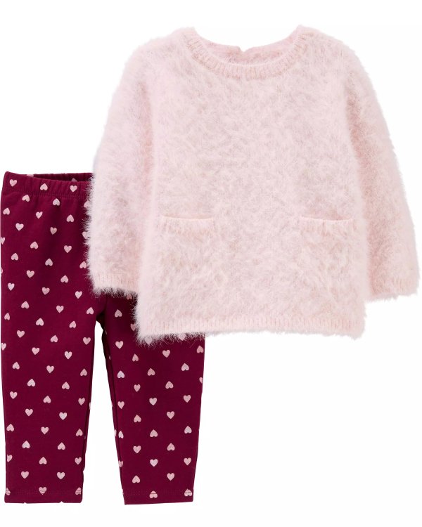 2-Piece Sweater & Heart Fleece Pant Set2-Piece Sweater & Heart Fleece Pant Set