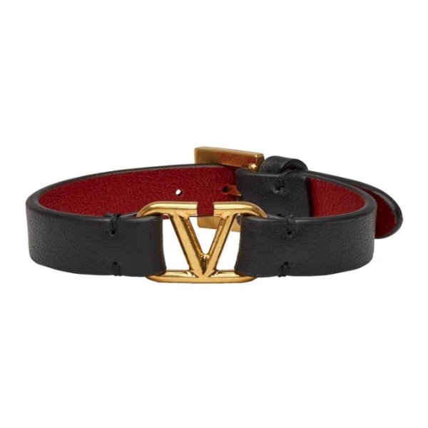 - BlackGaravani Leather VLogo Bracelet