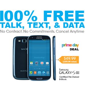 100% Free Talk, Text, & Data + Samsung Galaxy SIII