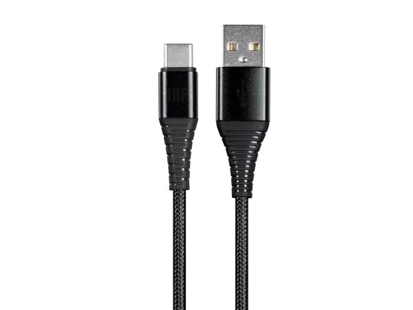 AtlasFlex Series Durable USB 2.0 Type-C to Type-A Charge and Sync Kevlar-Reinforced Nylon-Braid Cable, 1.5ft/3ft/6ft, Black - 3 Pack -.com