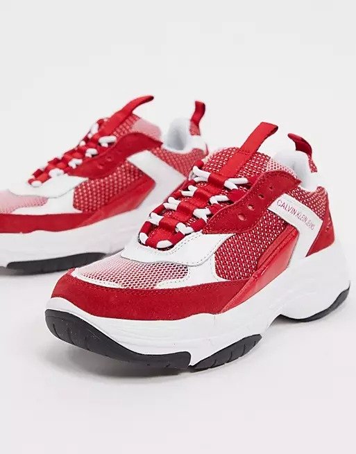 Jeans maya sneakers in white/red