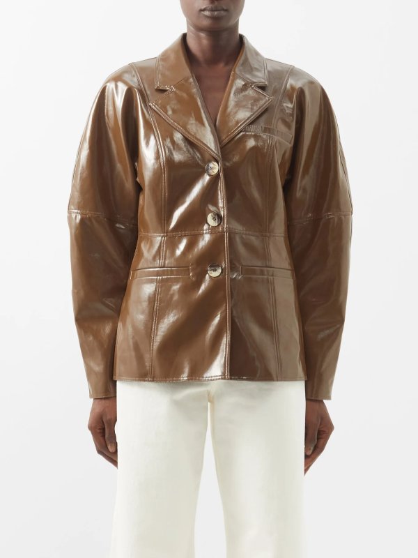 Single-breasted faux-leather jacket