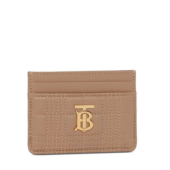 Quilted Lambskin Lola Card Case In Camel