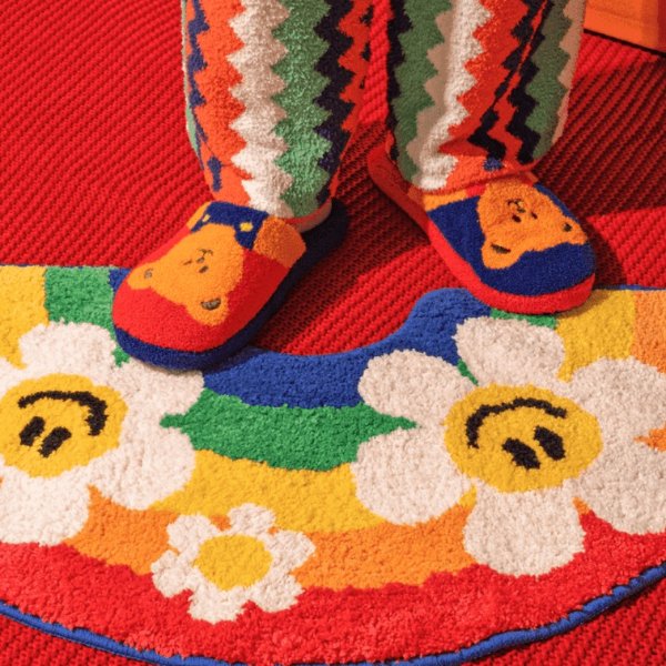 韩国WIGGLE WIGGLE 毛圈地垫 浴室地垫 防滑吸水地毯 微笑彩虹 85 × 43cm