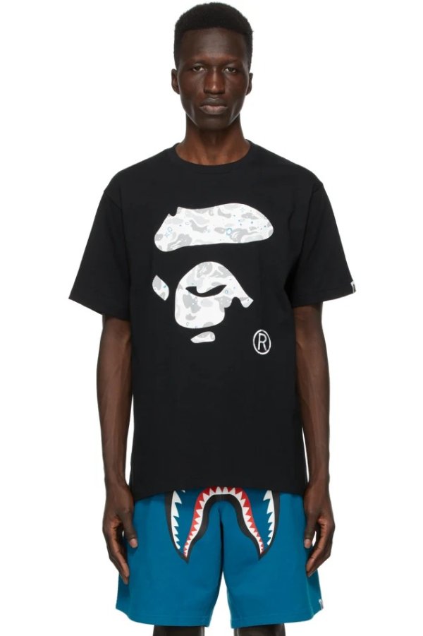 Black Camo Ape Face Space T-Shirt