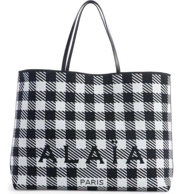 Small Logo Gingham Knit Tote