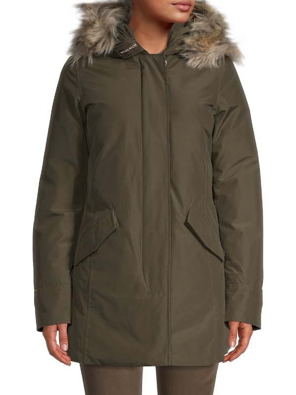 Arctic Faux Fur-Trim Down Parka Coat