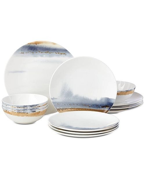 Watercolor Horizons Blue 12-Pc. Dinnerware Set, Created for Macy's