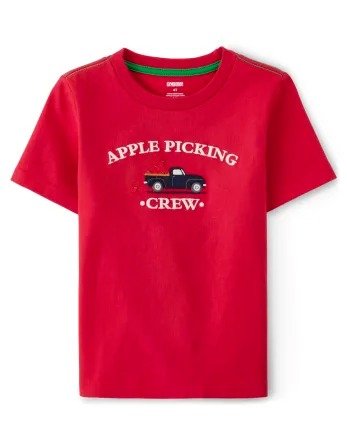 Boys Matching Family Short Sleeve Embroidered Apple Picking Top - Head of the Class | Gymboree - ROYAL RED