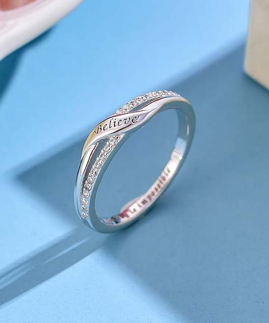 Cubic Zirconia & Sterling Silver 'Believe' Ring