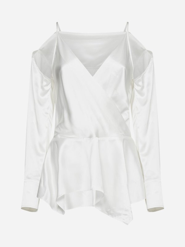 Satin asymmetric blouse