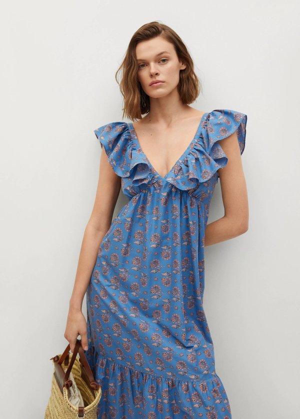 Organic cotton ruffled dress - Women | Mango USA