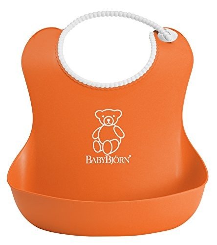 Baby Feeding Set - Orange Soft Bib, Turquoise Plate, Orange Spoon and Turquoise Fork