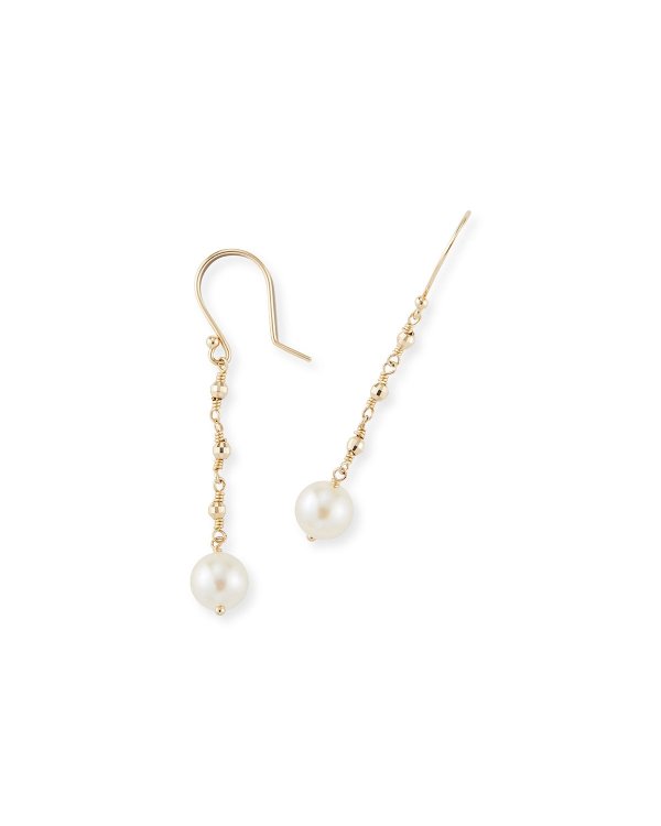 14k Gold Single-Pearl Drop Earrings