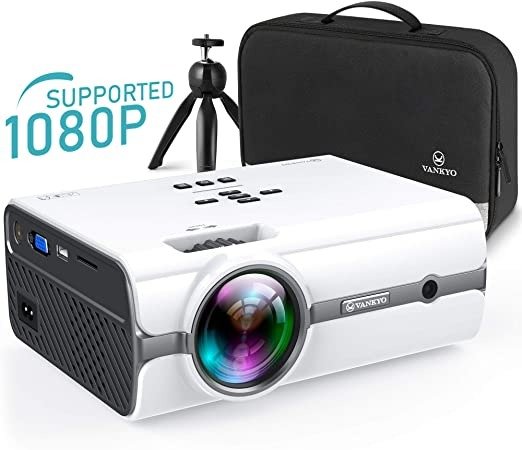 Vankyo Leisure 410 [2020 Upgrade] Mini Projector with TV Stick & 1080P Supported, Portable Projector with iOS/Android Connection, HDMI, PS4, VGA, USB for Home Entertainment & Outdoor Activities
