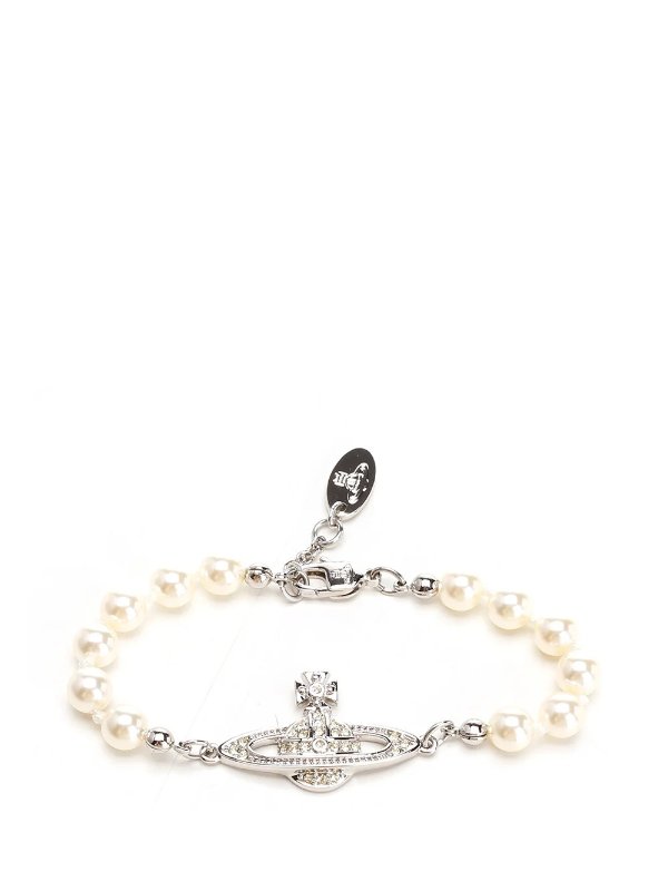 Orb-Plaque Pearl Bracelet