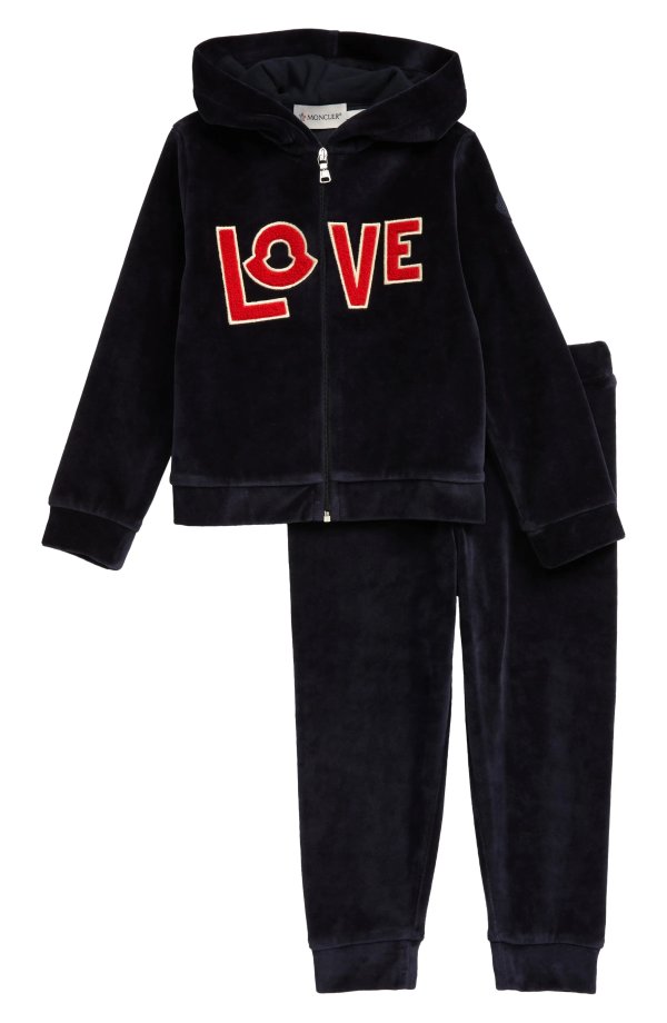 Kids' Love Logo Hooded Track Jacket & Joggers Set