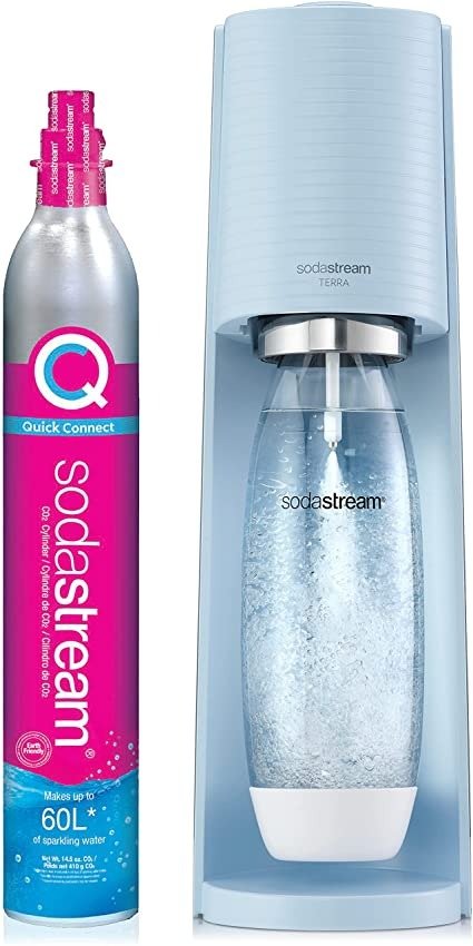 Terra Sparkling Water Maker (Misty Blue) with CO2 and DWS Bottle