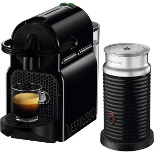 Nespresso - Inissia Espresso Machine with Aeroccino Milk Frother by DeLonghi - Intense Black