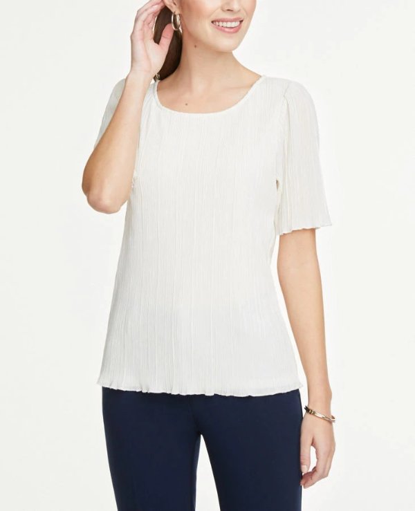 Pleated Flutter Sleeve Top