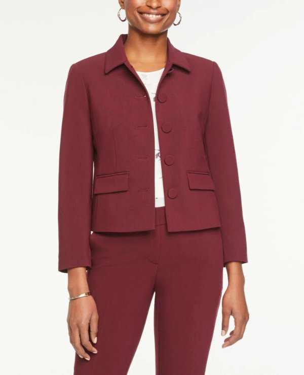 Button Front Jacket in Burgundy