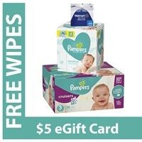 Free $5 Gift Card + Pampers Sensitive Wipes with Purchase of Pampers Cruisers Diapers