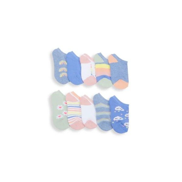​Little Girl’s 10-Pair Rainbow No-Show Socks