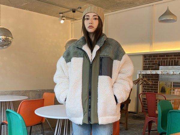 Sherpa Fleece Color Block Jacket