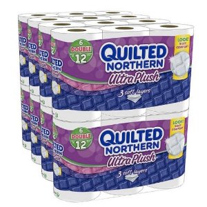 2包Quilted Northern Ultra Plush 3层卫生卷纸48卷