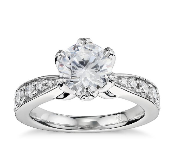 Monique Lhuillier Petal Pave Diamond Engagement Ring in Platinum (1/2 ct. tw.)