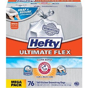Hefty Ultimate Flex Tall Kitchen Trash Bags, Clean Burst, 76 Count