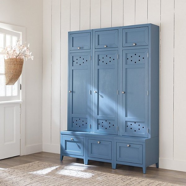 Alcott Locker Entryway Storage Cabinet in Cornflower Blue Set of 3