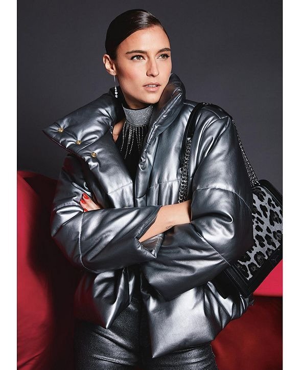 INC Faux-Leather Puffer Coat, Created for Macy's