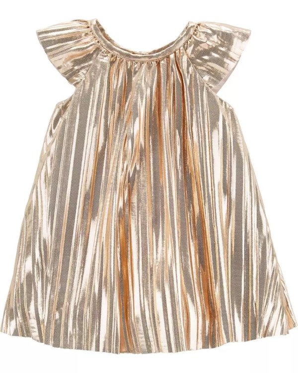 Metallic Pleated Dress