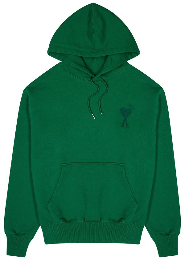 Green hooded cotton sweatshirt