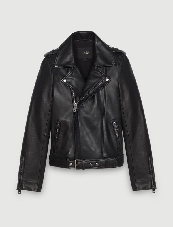 119BOCELIX Leather biker jacket and belt