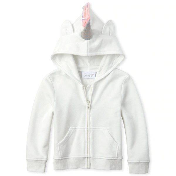 Baby And Toddler Girls Unicorn French Terry Zip Up Hoodie